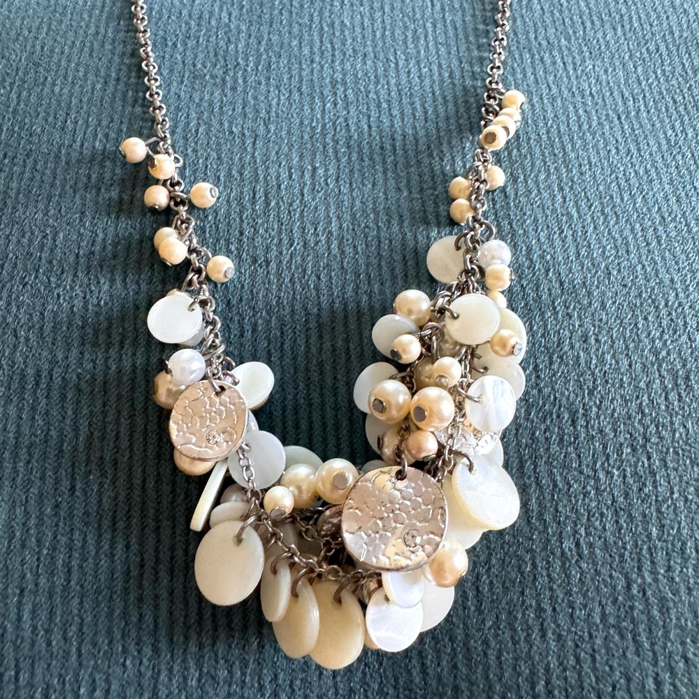 LOFT necklace with silver chain and opal and pearl charms